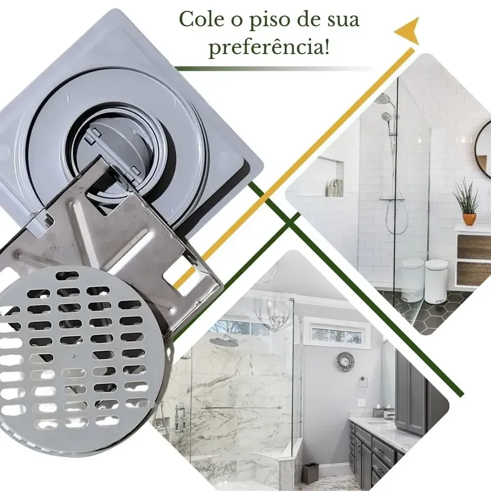 Ralo Linear Elleve Square Tampa Oculta 10x10 cm Inox