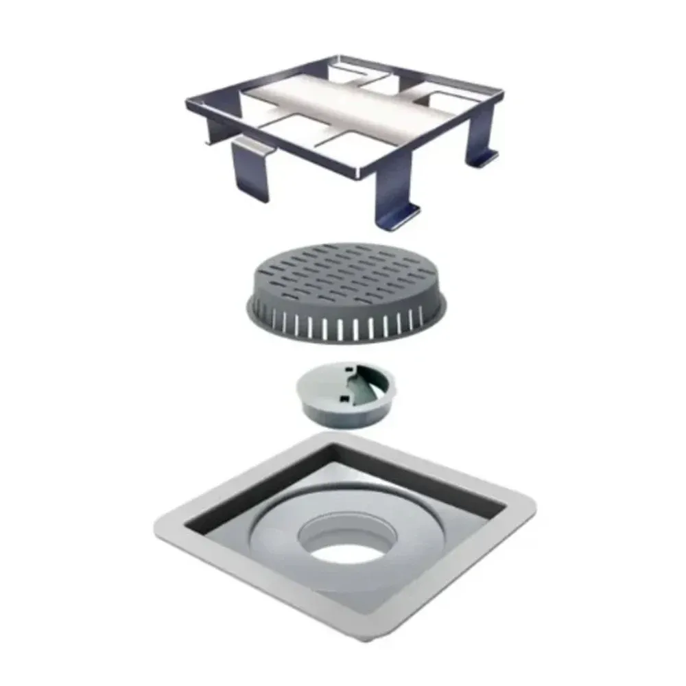 Ralo Linear Elleve Square Tampa Oculta 10x10 cm Inox