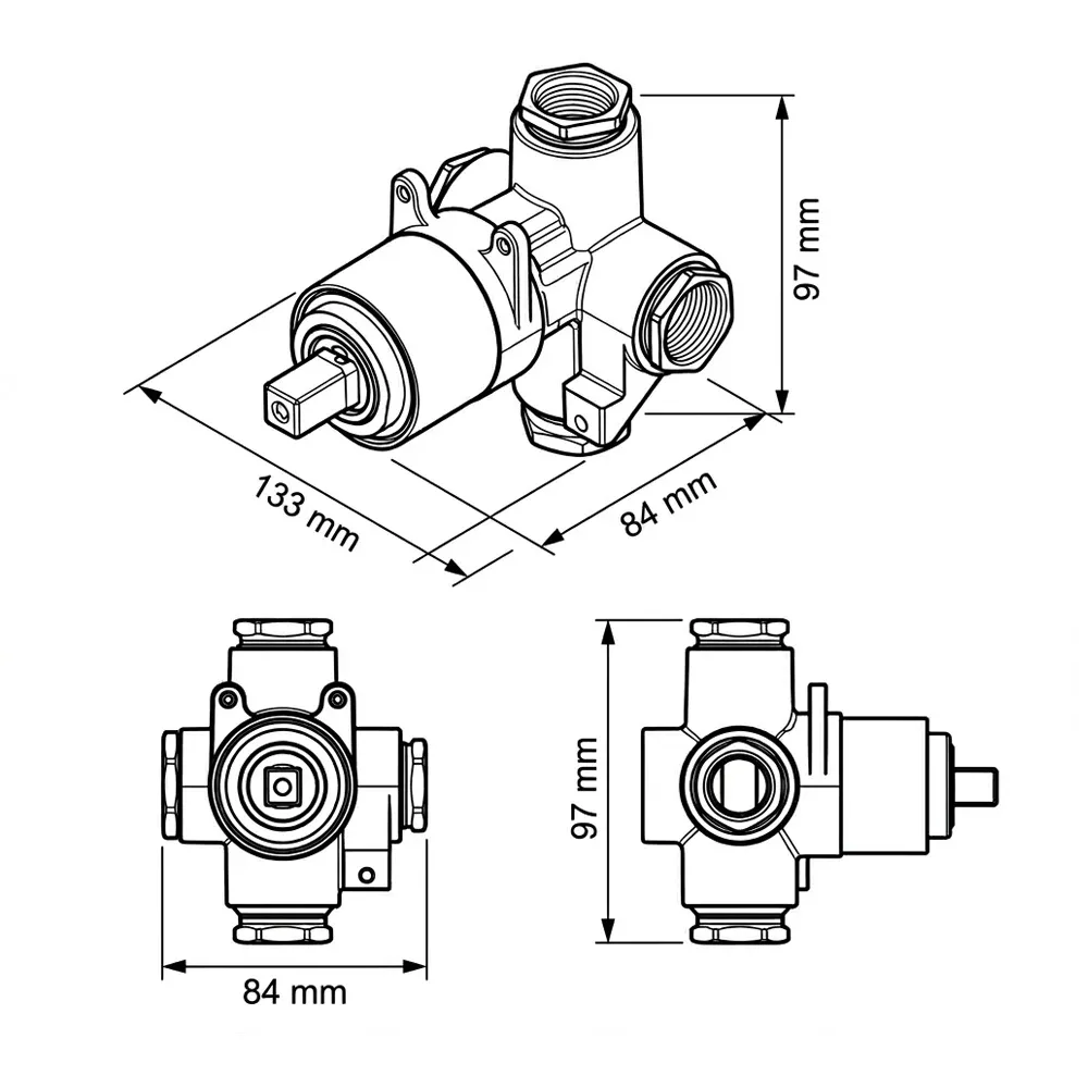 Base Misturador Monocomando Docol para Banheira ou Chuveiro Alta Pressão 90005458000