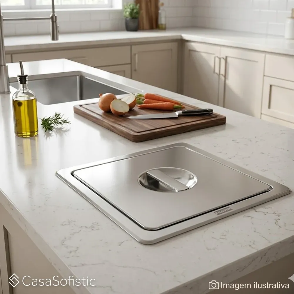 Lixeira de Sobrepor Inox Quadrada 10 Litros - Franke