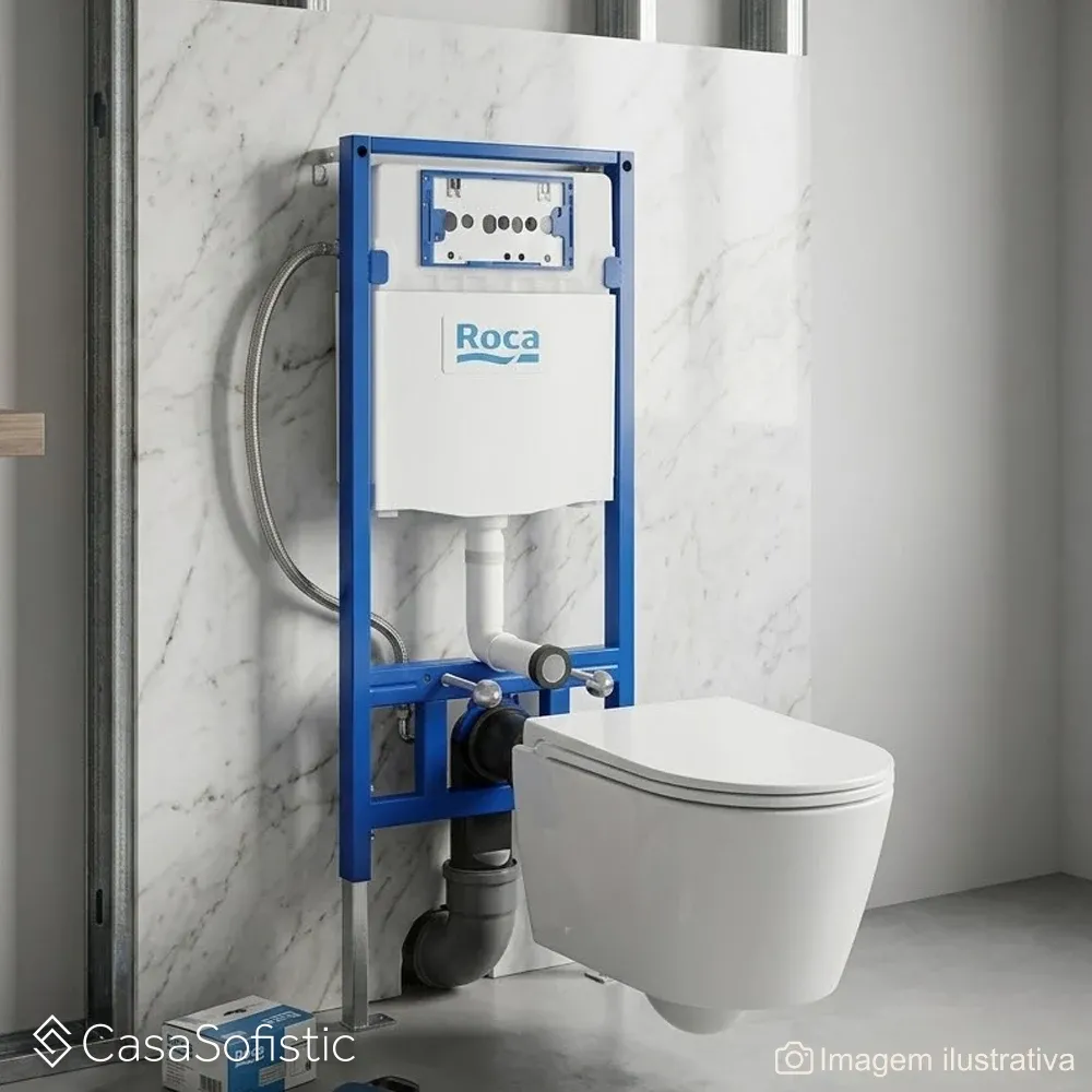 Caixa Embutida para Bacia Suspensa em Drywall Dupla Descarga 3/6L  Roca 