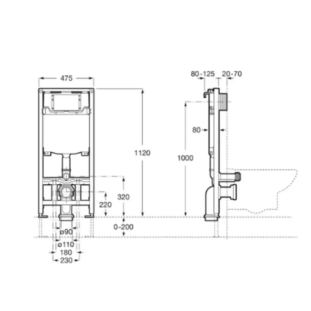 Caixa Embutida para Bacia Suspensa em Drywall Dupla Descarga 3/6L  Roca 