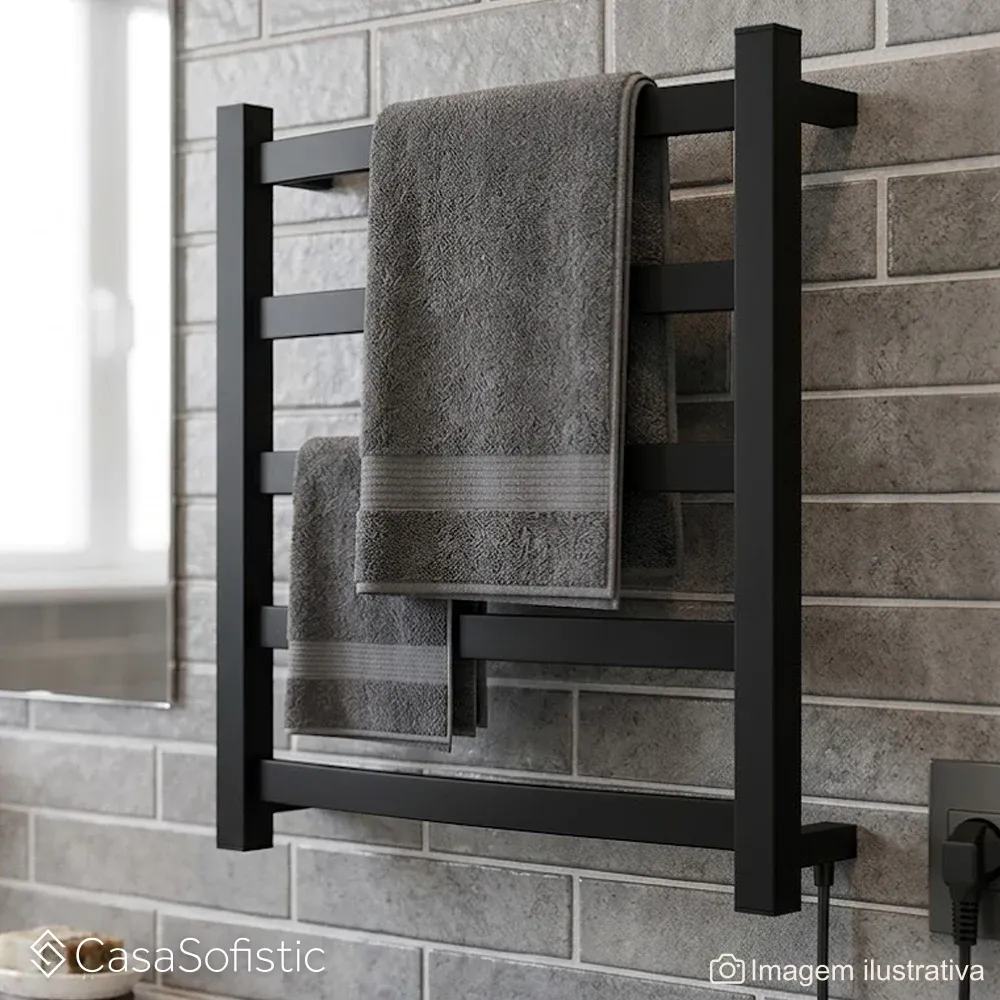 Toalheiro Térmico Pequeno Sapphire Premium Preto Fosco