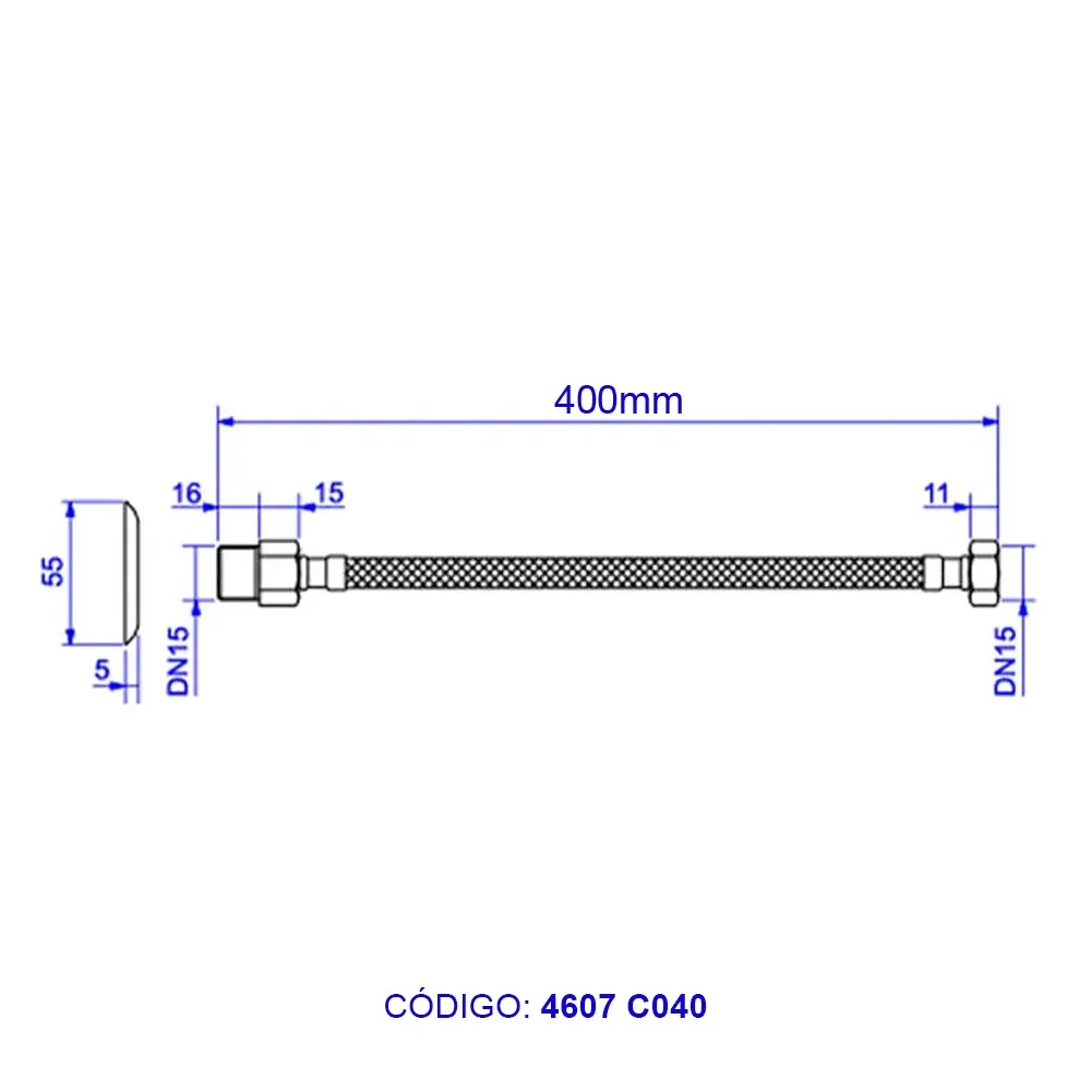 Ligação Flexível Malha de Aço 40 cm Cromado - Deca