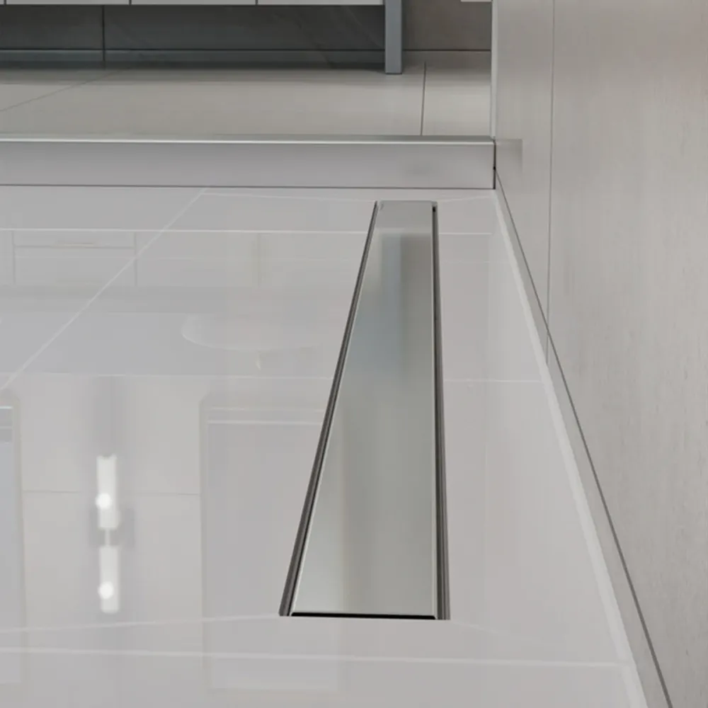 Ralo Neo Slim Tramontina em Aço Inox 120 x 7,5 cm - Ralo Linear Tampa Inox