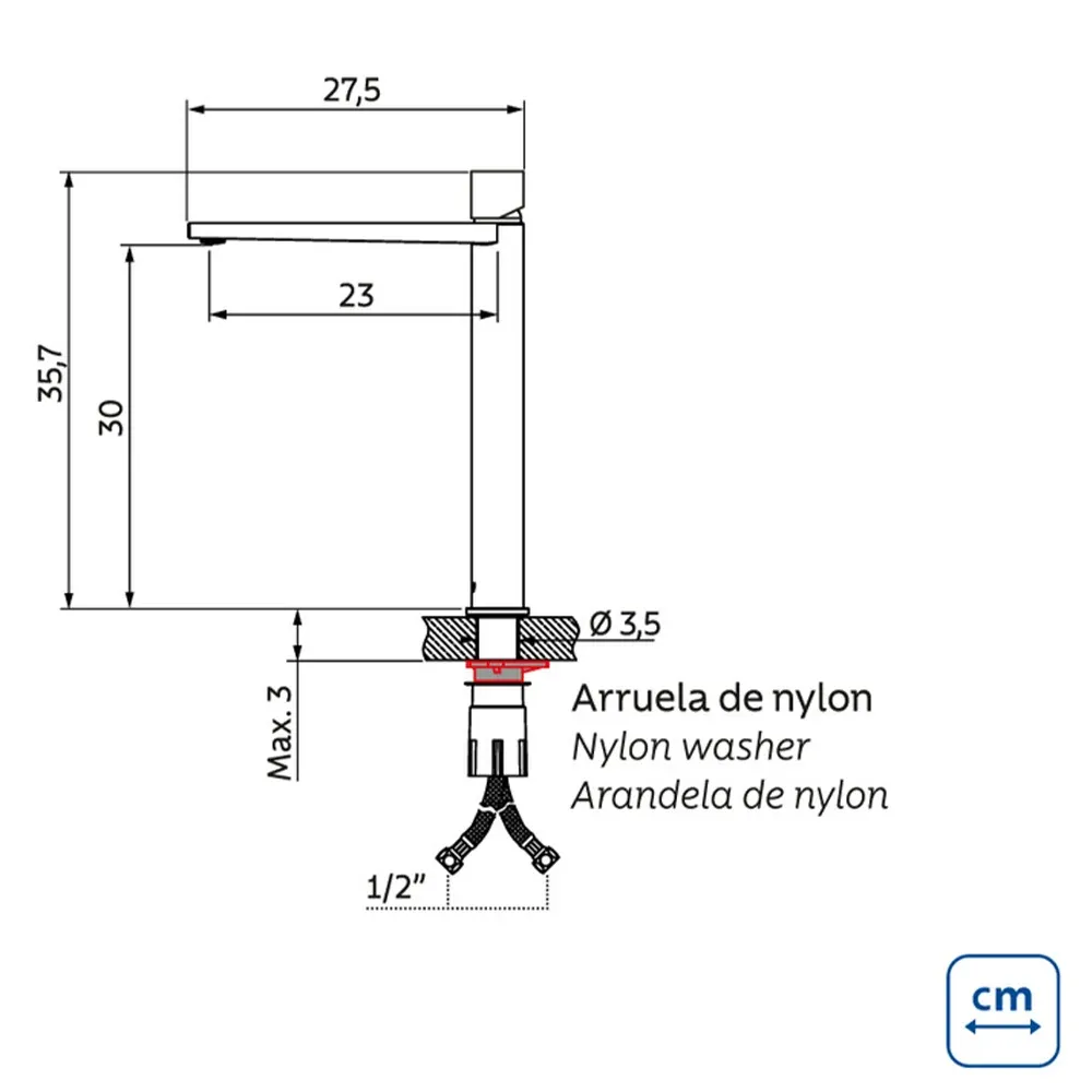 Monocomando Tramontina Design Collection Tower em Aço Inox Acetinado