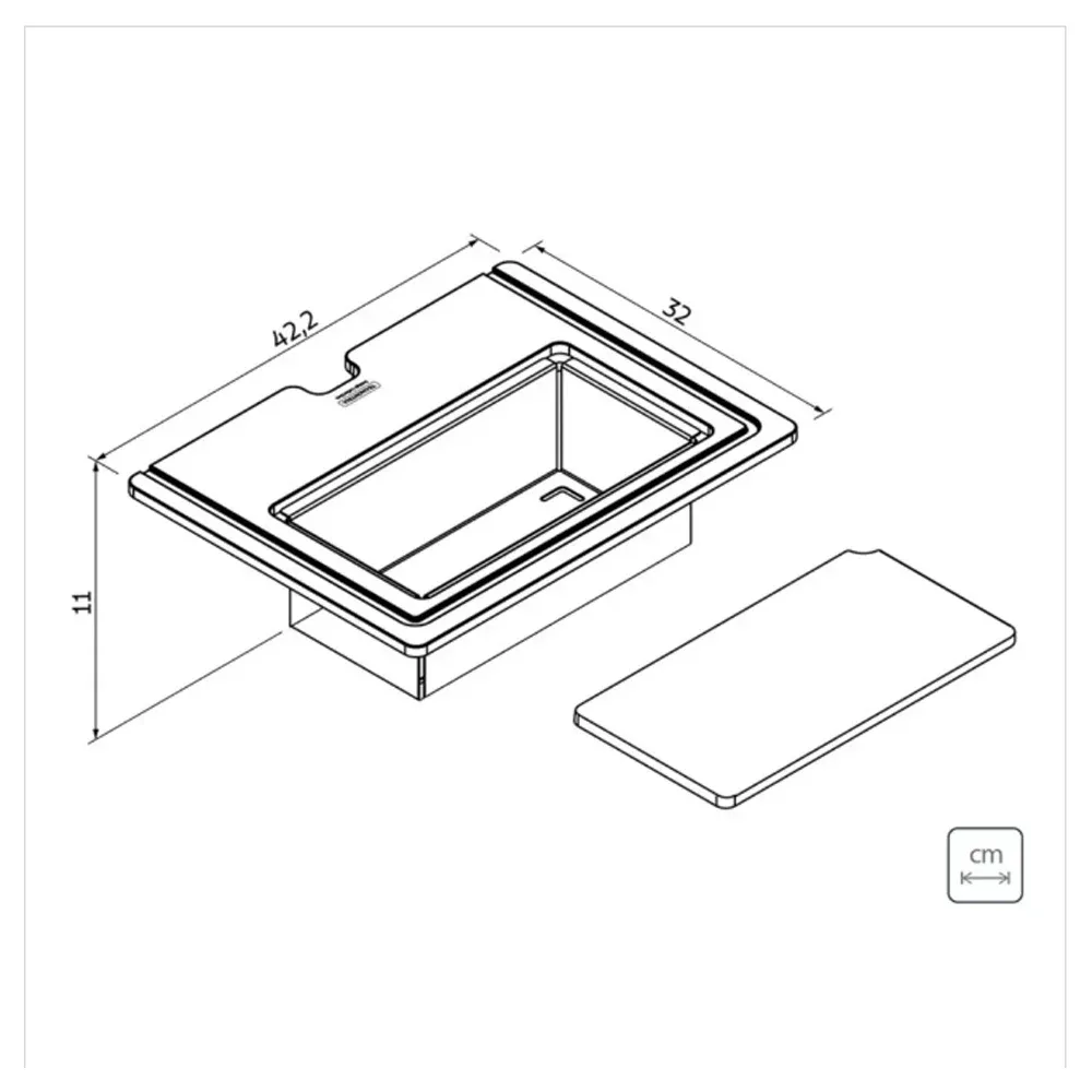 Kit para Pia Tramontina Design Collection em Aço Inox com Tábua de Madeira Vazada 42x32 cm