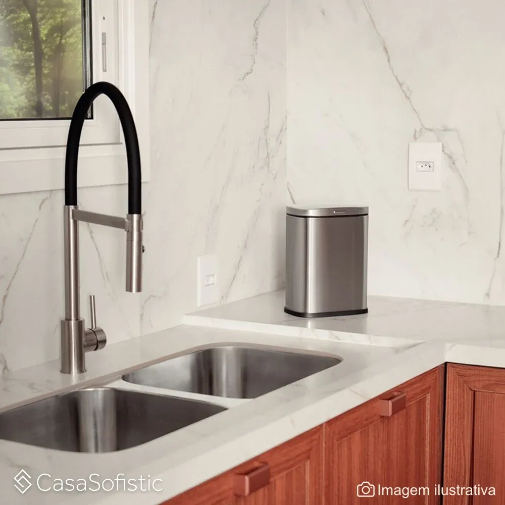 Lixeira Tramontina Tipo D em Aço Inox Acetinado 3 L