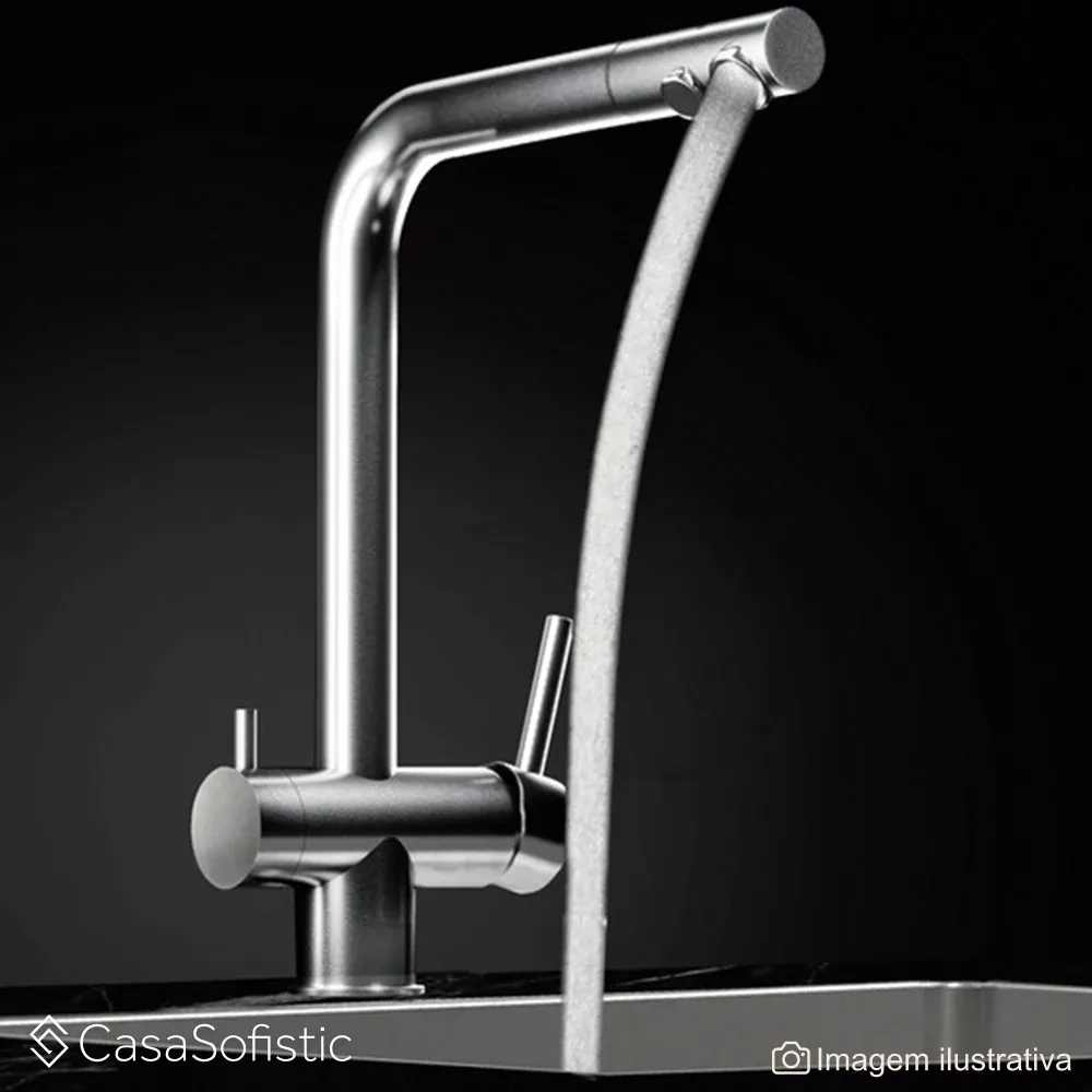 Monocomando Tramontina Monde Filter Ultra em Aço Inox com Saída para Água Filtrada + Filtro