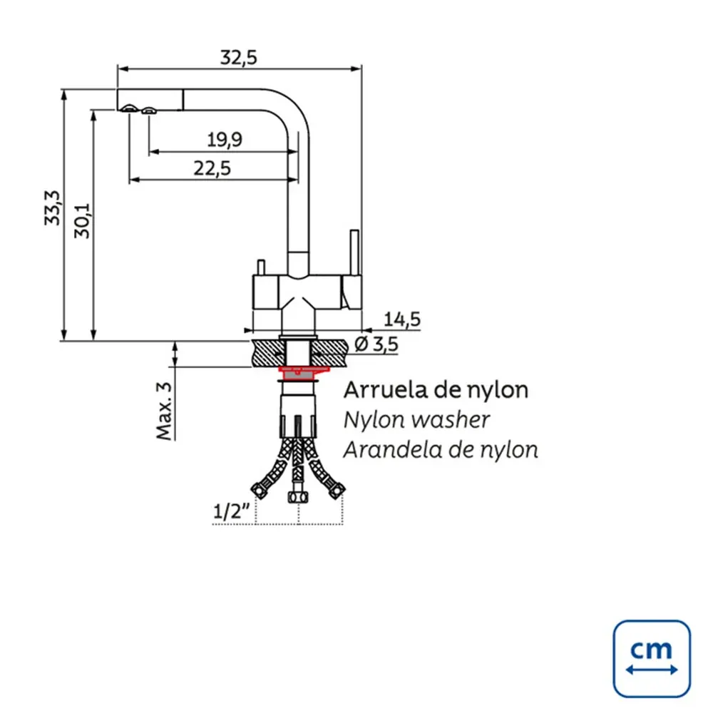 Monocomando Tramontina Monde Filter Ultra em Aço Inox com Saída para Água Filtrada + Filtro
