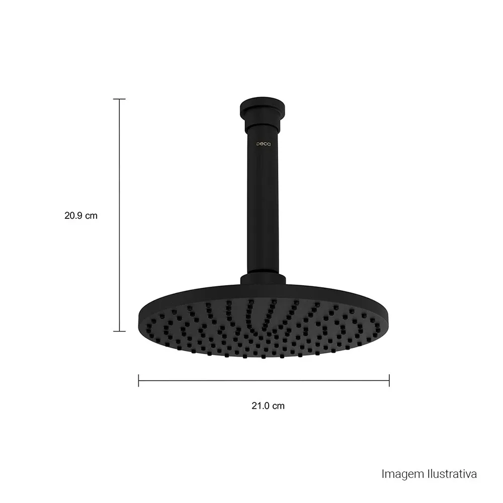 Chuveiro de Teto Deca Aquamax Black Matte 21 cm com Tubo