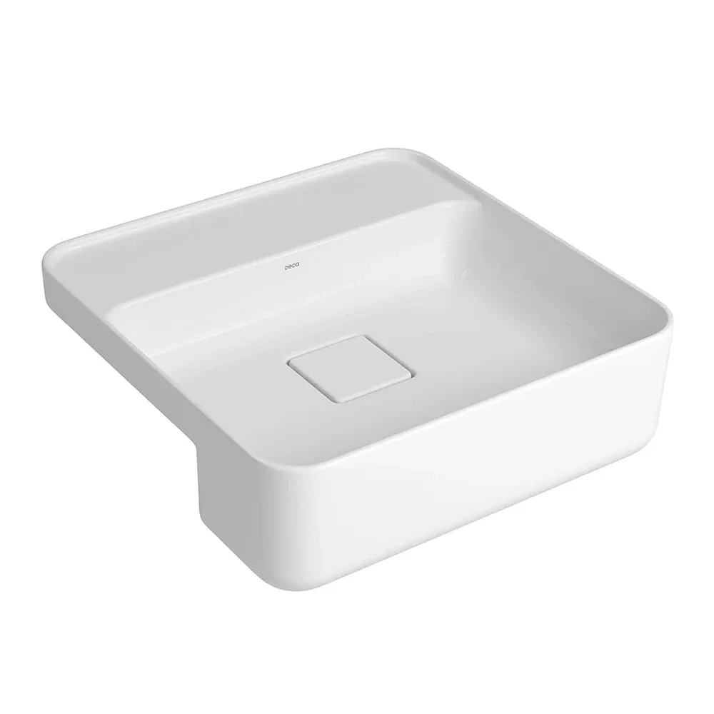 Cuba de Semiencaixe com Mesa Quadrada Deca Slim 40x40 cm Branco