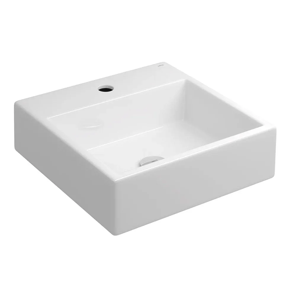 Cuba de Apoio Quadrada com Mesa Deca Linha L 41,5x41,5 cm Branco