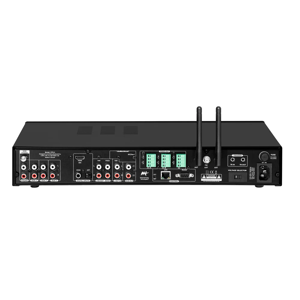 Receiver Estéreo AAT STR-2 com Streaming, Multiroom e 2 Zonas