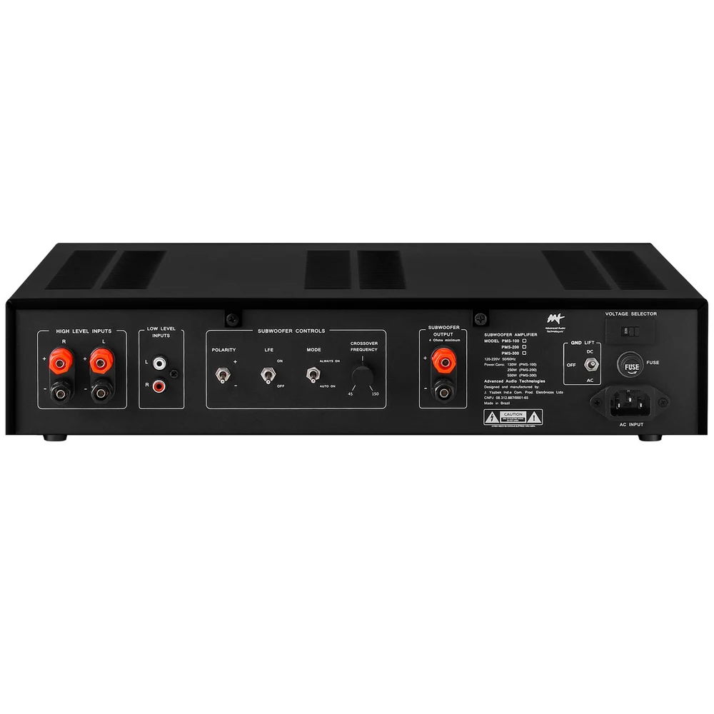Amplificador para Subwoofer Passivo AAT PMS-300 Classe AB 600W RMS Máximos