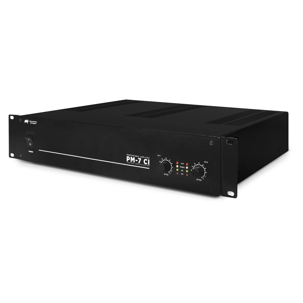 Amplificador de Potência Estéreo AAT PM-7 CI 70V/100V e 8/4 Ohms 2x100W RMS