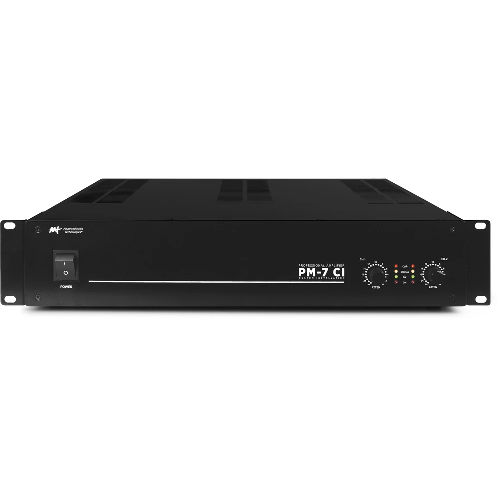Amplificador de Potência Estéreo AAT PM-7 CI 70V/100V e 8/4 Ohms 2x100W RMS