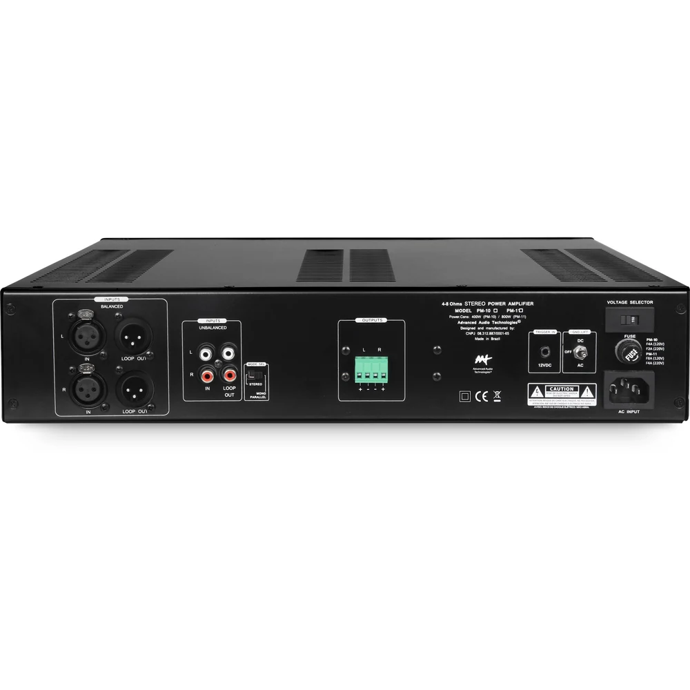 Amplificador de Potência Estéreo AAT PM-11 CI Pro Audio 8/4 Ohms 2x200W RMS