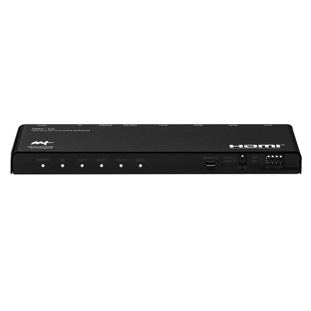 Splitter HDMI AAT HSPT-1x4 1 Entrada e 4 Saídas 4K 60Hz com Extrator de Áudio Óptico e P2