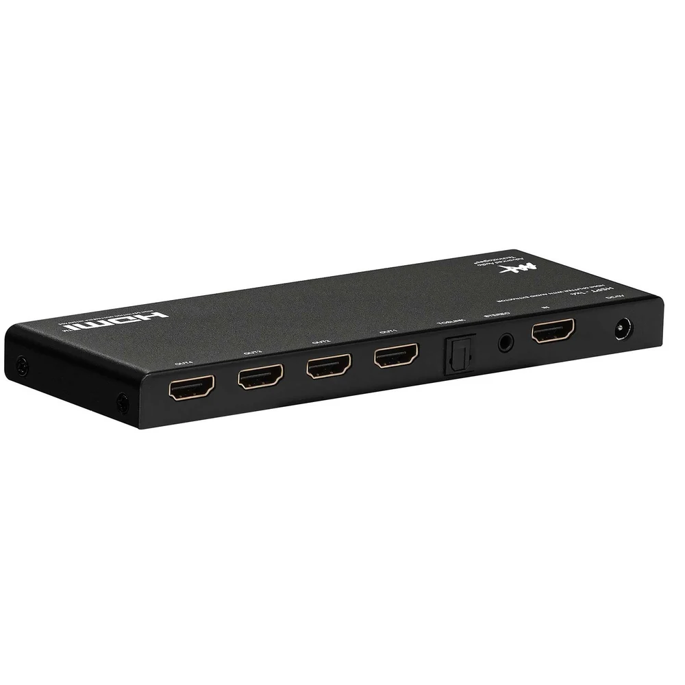 Splitter HDMI AAT HSPT-1x4 1 Entrada e 4 Saídas 4K 60Hz com Extrator de Áudio Óptico e P2
