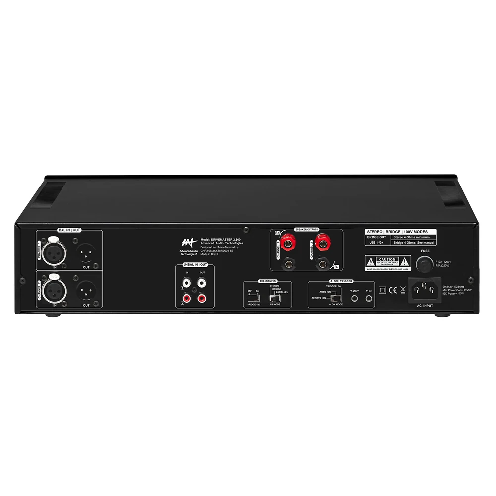 Amplificador de Potência AAT Drive Master 2.500 Classe D 2 Canais 500W RMS