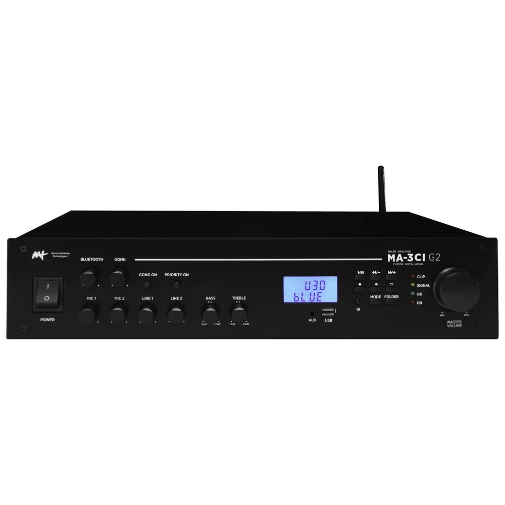 Mixer Amplificado AAT MA-3 CI G2 100W RMS 70V com Bluetooth, USB e Rádio FM