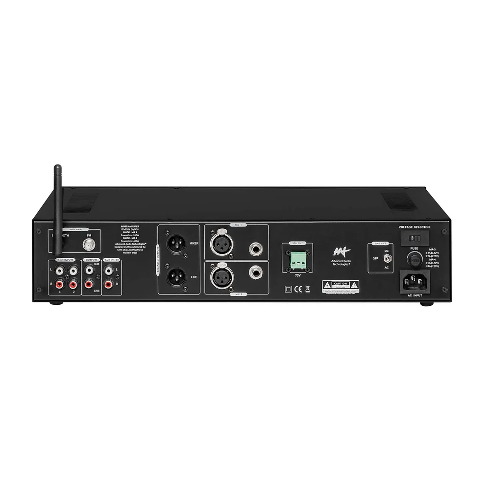 Mixer Amplificado AAT MA-4 CI G2 200W RMS 70V com Bluetooth, USB e Rádio FM