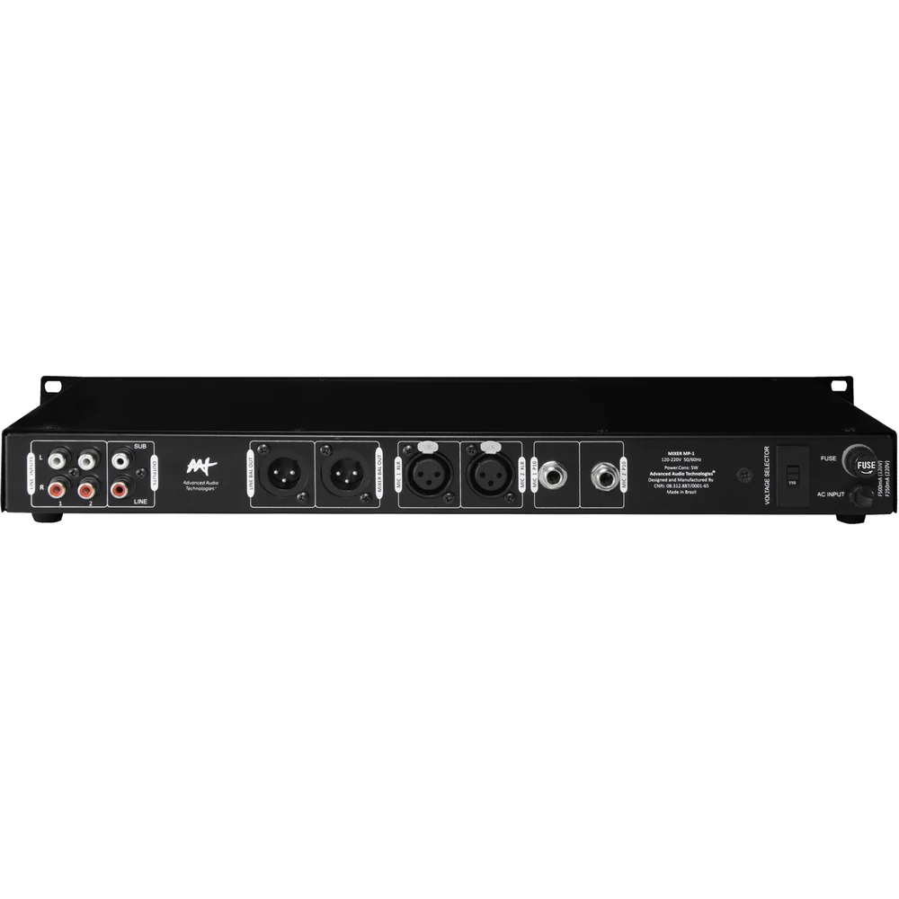 Mixer Pré-Amplificado AAT MP-1 Mono com 2 Microfones, Gongo e Prioridade 1U