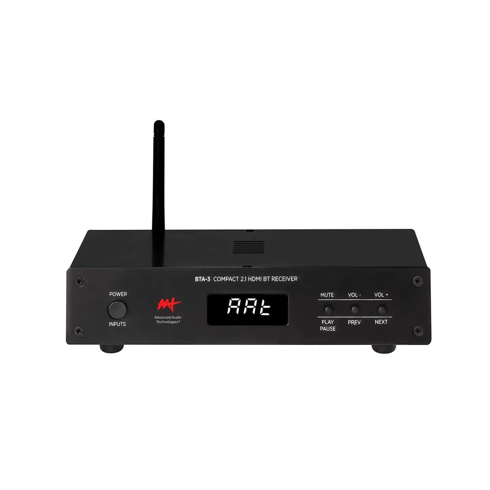 Receiver Compacto AAT BTA-3 2.1 Canais com Bluetooth 5.0, HDMI ARC e Saída para Subwoofer