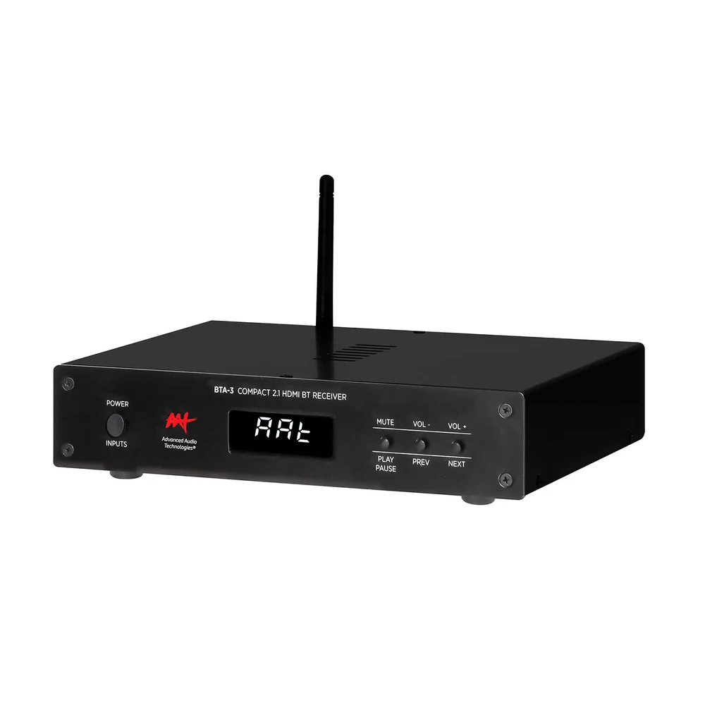 Receiver Compacto AAT BTA-3 2.1 Canais com Bluetooth 5.0, HDMI ARC e Saída para Subwoofer