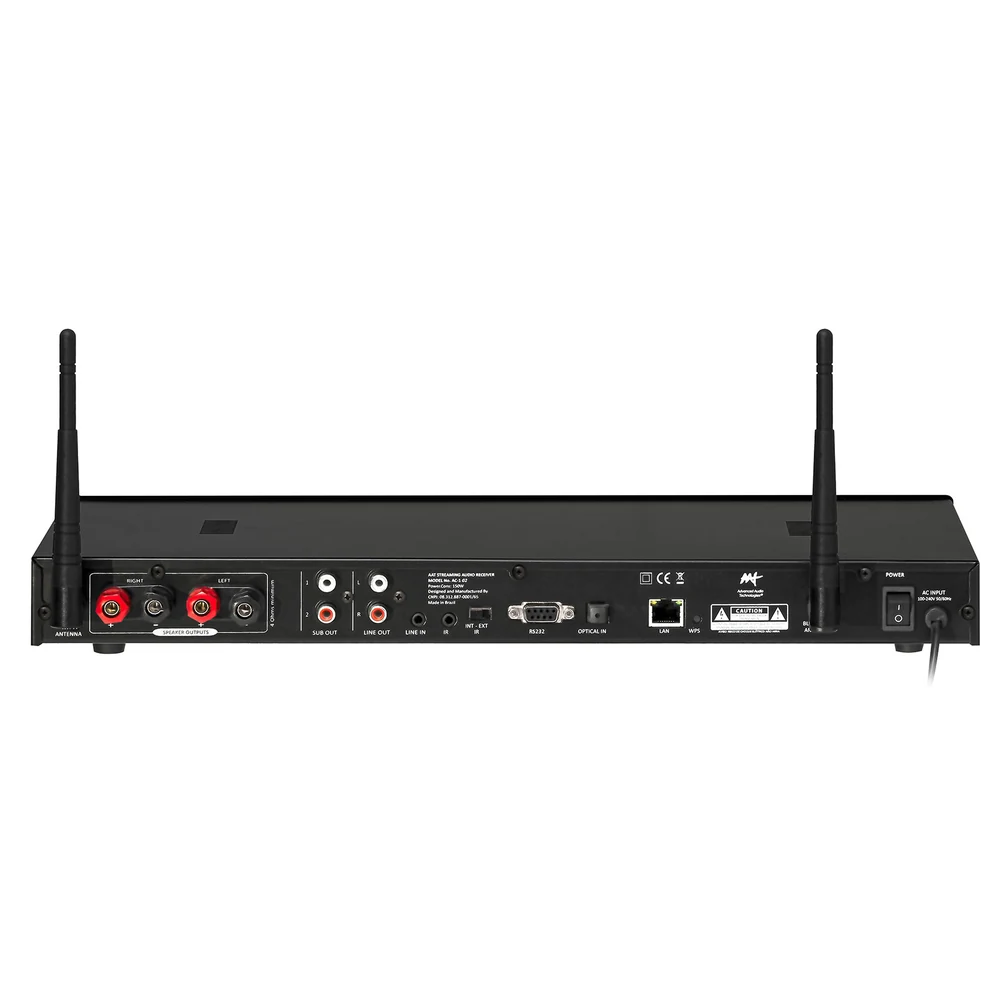 Receiver de Streaming AAT AudioCast AC-1 G2 Amplificado 2x60W RMS com Wi-Fi e Bluetooth