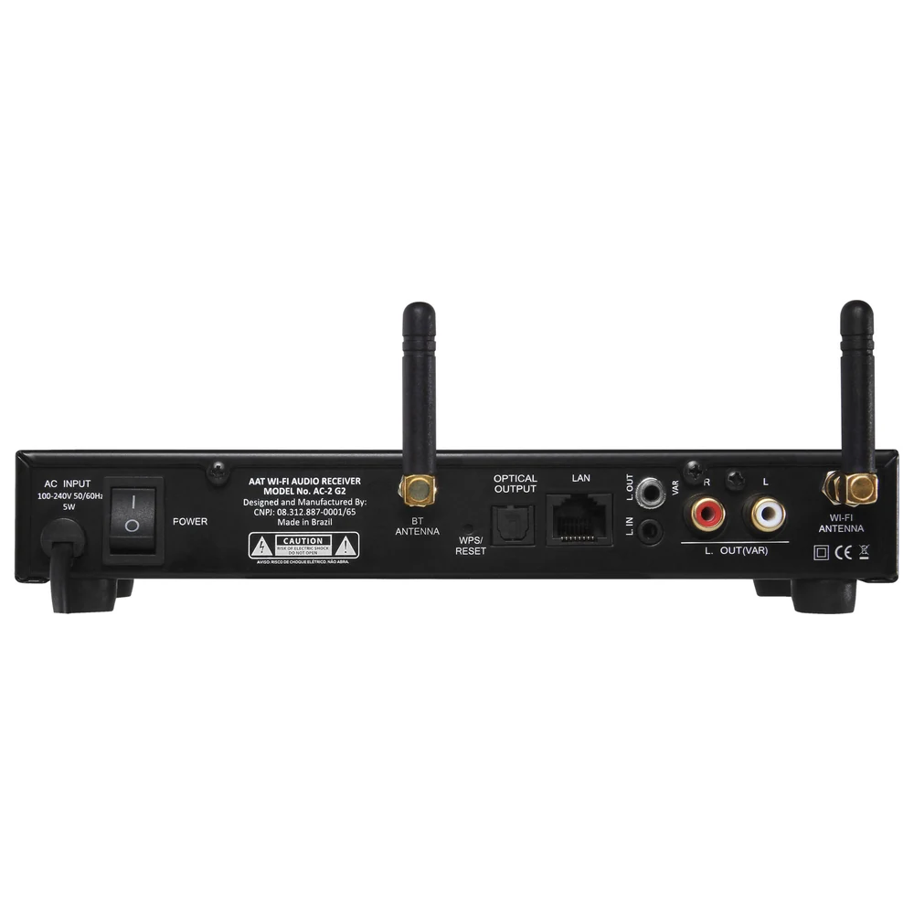 Streamer AAT AudioCast AC-2 G2 Pré-Amplificado com Wi-Fi, Bluetooth e DAC ESS Sabre 24 bits