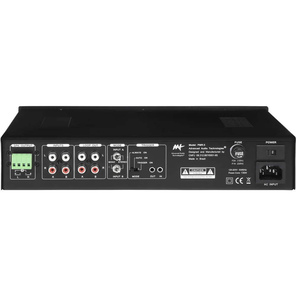 Amplificador Multiroom AAT PMR-3 Analógico 1 Zona Estéreo Classe D 2x50W RMS