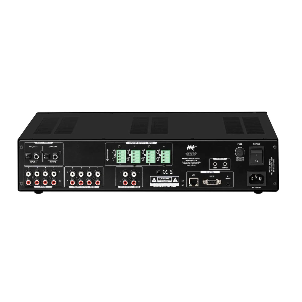 Amplificador Multiroom AAT PMR-6 Digital 4 Zonas Estéreo 8 Canais Classe D