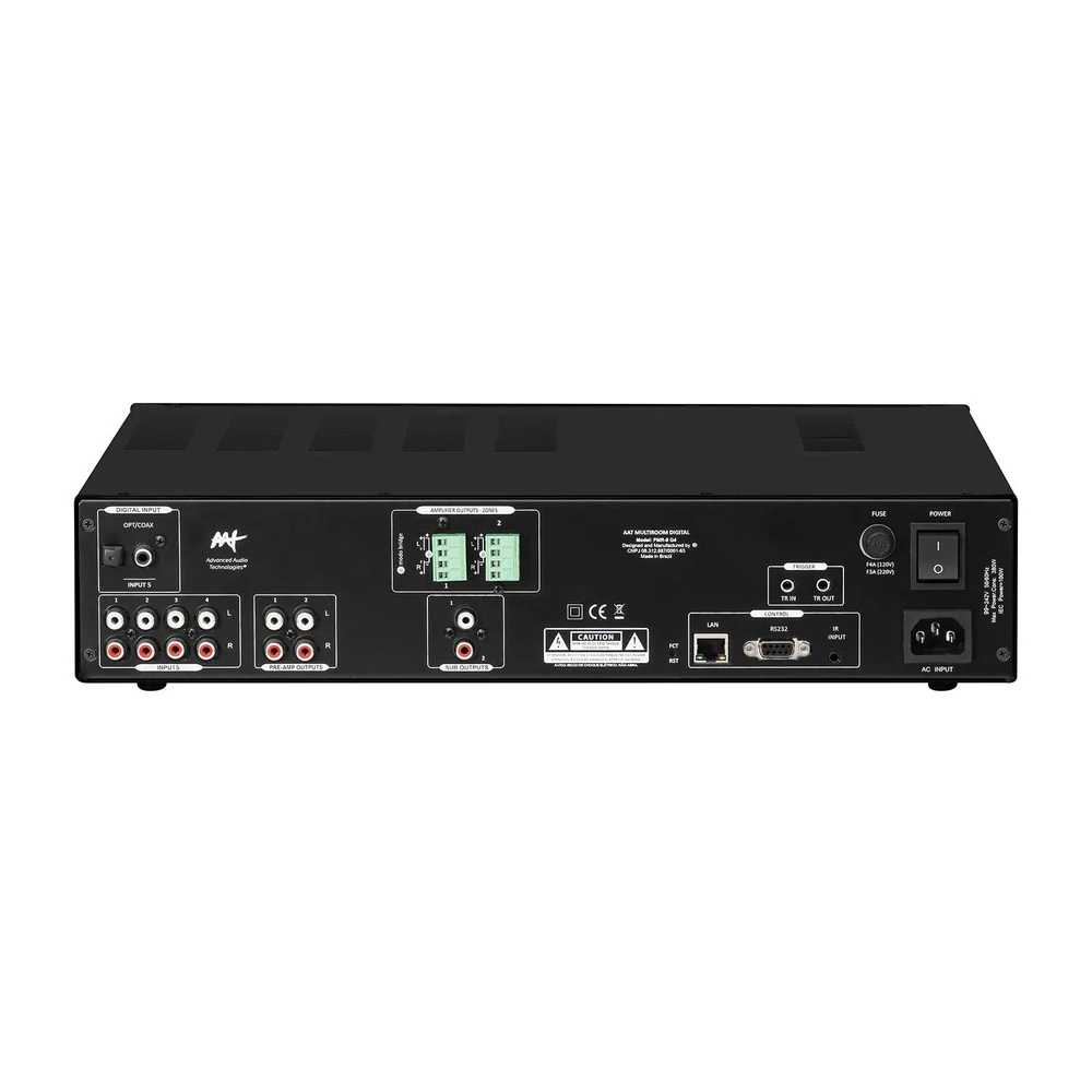 Amplificador Multiroom AAT PMR-8 Digital 2 Zonas Estéreo 4 Canais Classe D