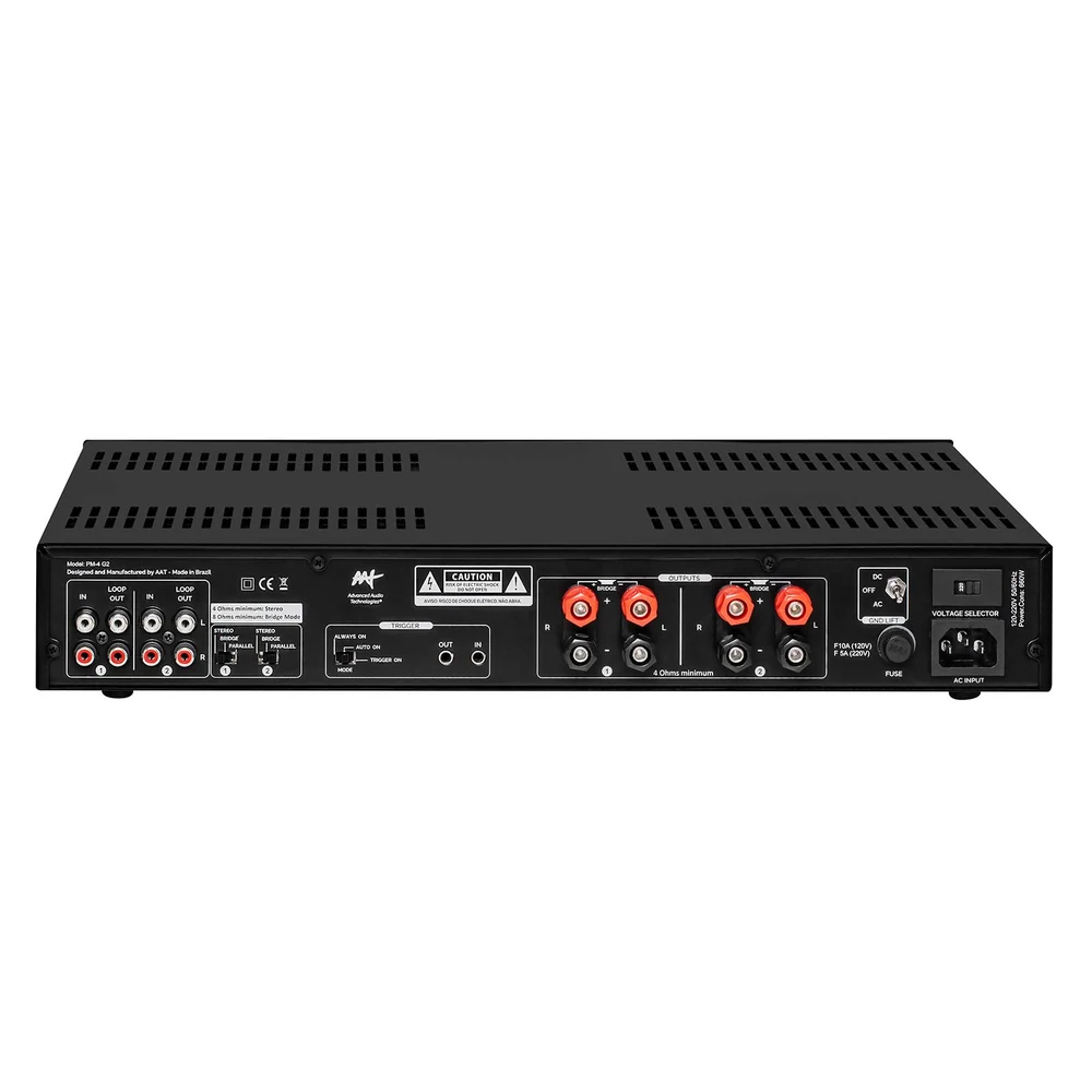 Amplificador de Potência AAT PM-4 G2 Classe AB 4 Canais 4x180W RMS 1,5U