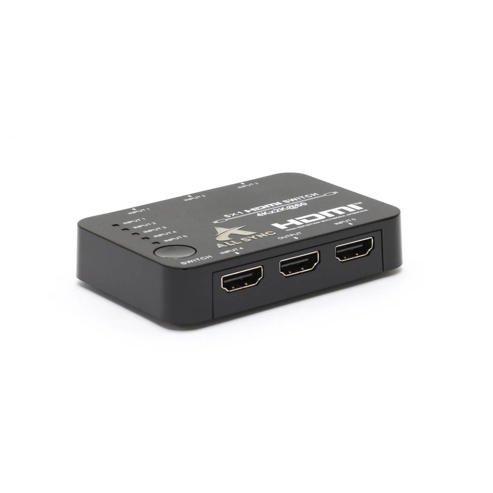 Switch HDMI 5x1 UHD 4K Angular Cabos AS-SW5P 5 Entradas 1 Saída com Controle IR
