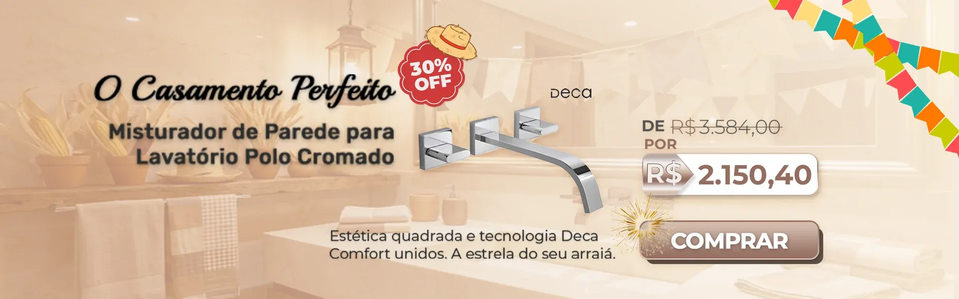 Misturador de Parede Deca Linha Polo Cromado 