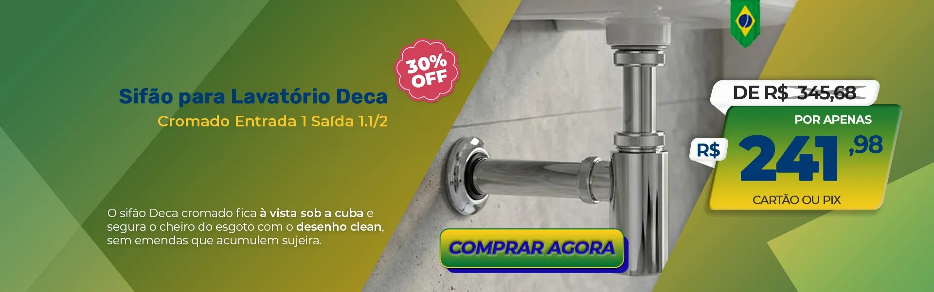 Sifão para Lavatório Deca Cromado
